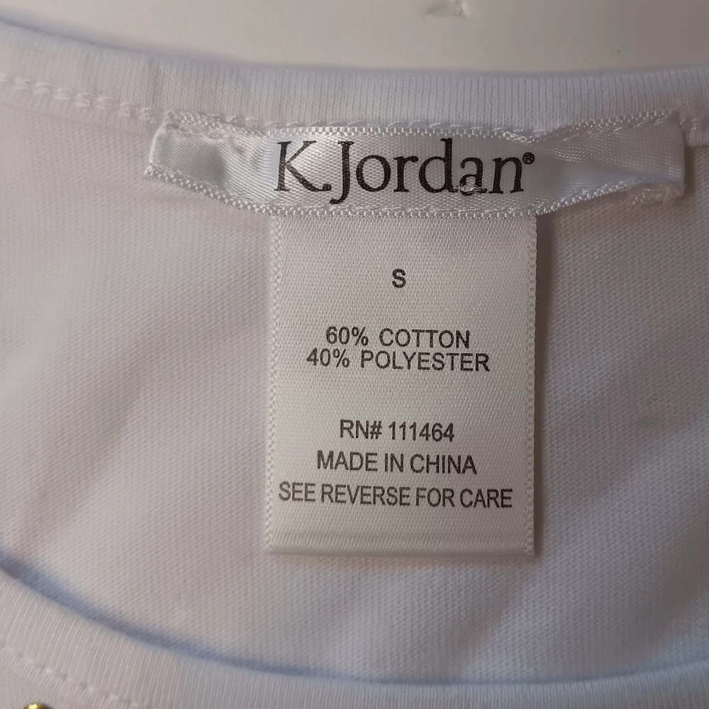 NWOT Top blouse Western Off Shoulder K.jordan white gold studs Cotton Casual S. - Picture 12 of 14